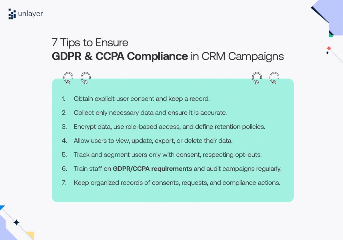 Seven tips to ensure GDPR and CCPA compliance in CRM campaigns