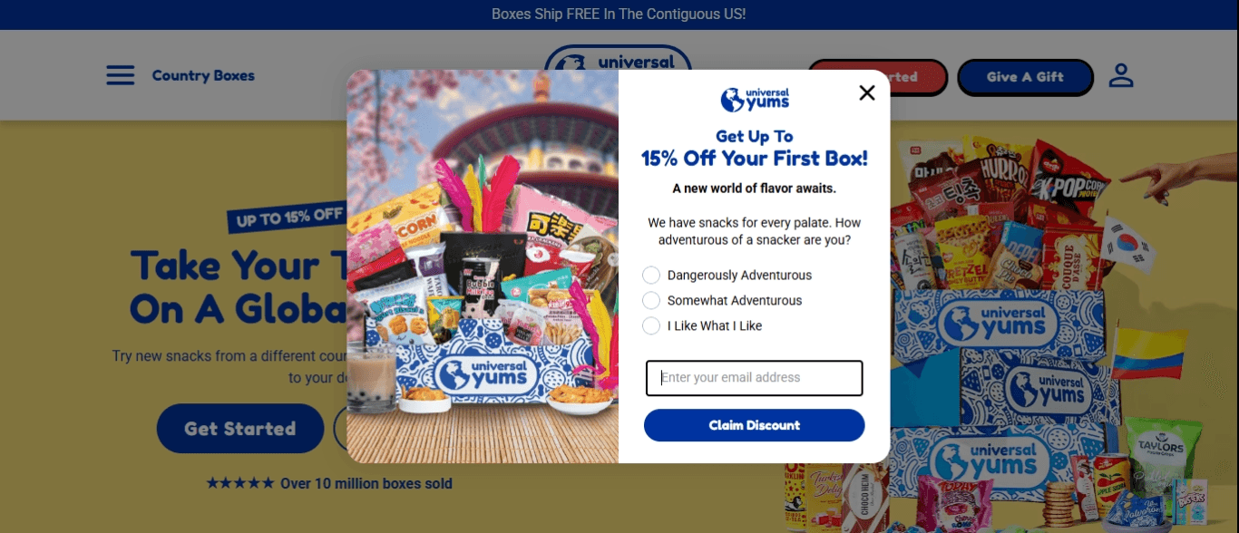 Universal Yums homepage Universal Yums homepage