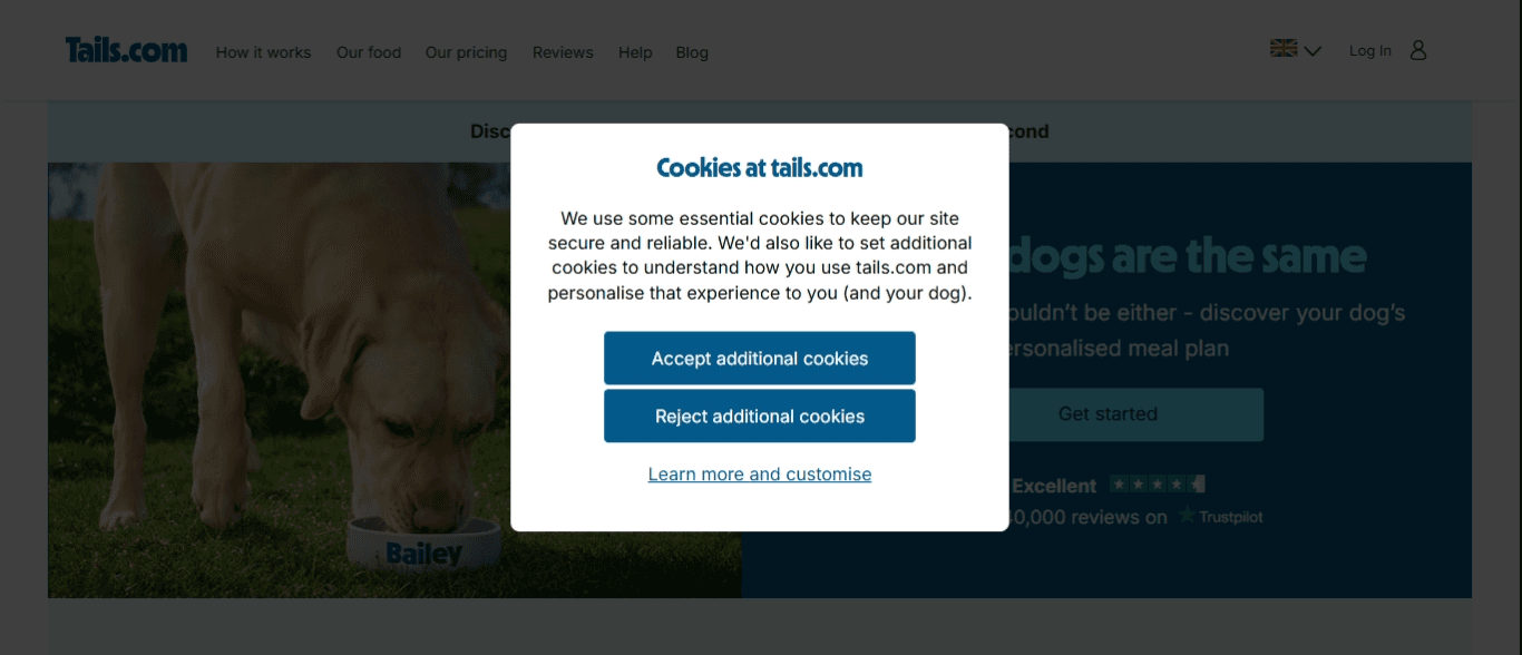 Tails.com homepage Tails.com homepage
