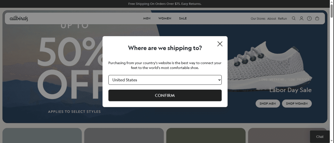 Allbirds homepage Allbirds homepage