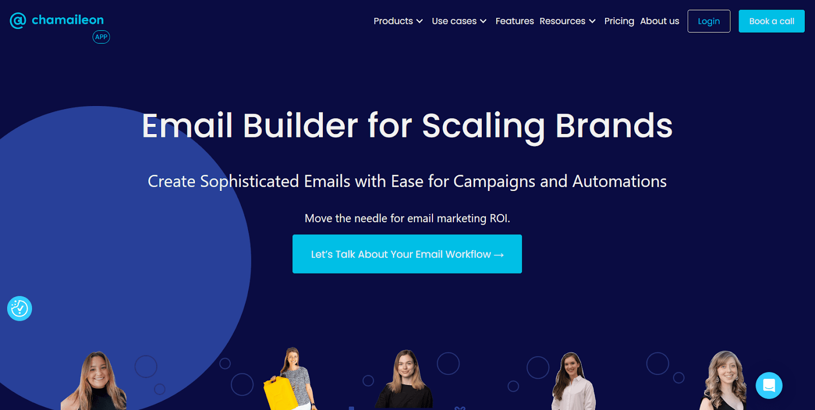 Chamaileon modular email builder with drag-and-drop design system, real-time collaboration, and dynamic content.